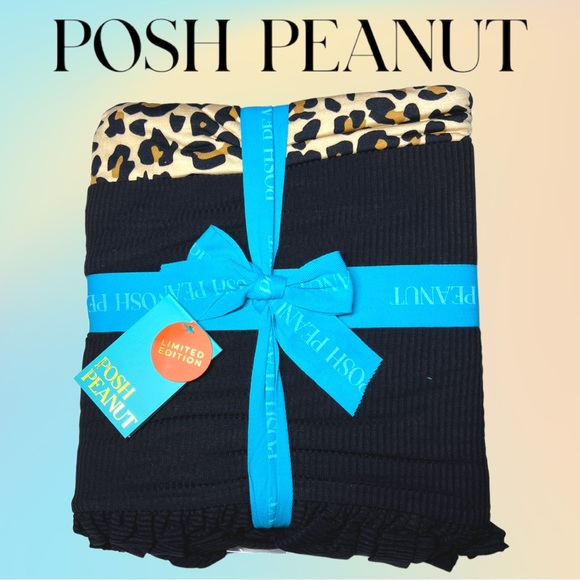 Posh Peanut Bedding New In Package Posh Peanut Lana Leopard Black Ribbed Luxe Ruffled Patoo